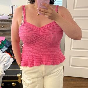 LoveShackFancy Azami Cotton Gauze Peplum Top